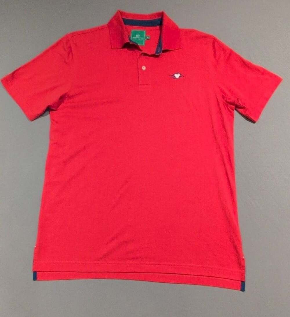 Southern Tide Club Men's Red Short Sleeve Polo Shirt Size M Disney Logo